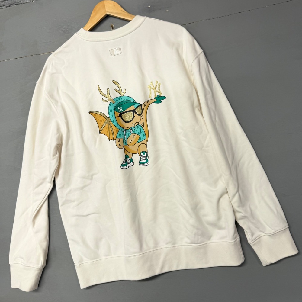 MLB New York Yankees Graphic Crewneck Sweatshirt Cream XL‎ Gold Logo Back Print